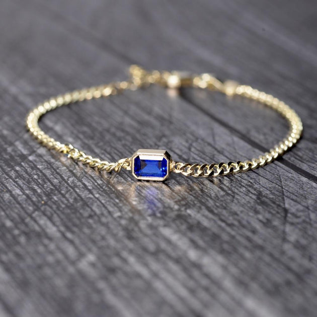 Rainbow Sapphire Curb Chain Bracelet