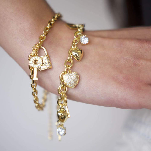 Elegant Hanging Heart 22k Gold Bracelet – Andaaz Jewelers